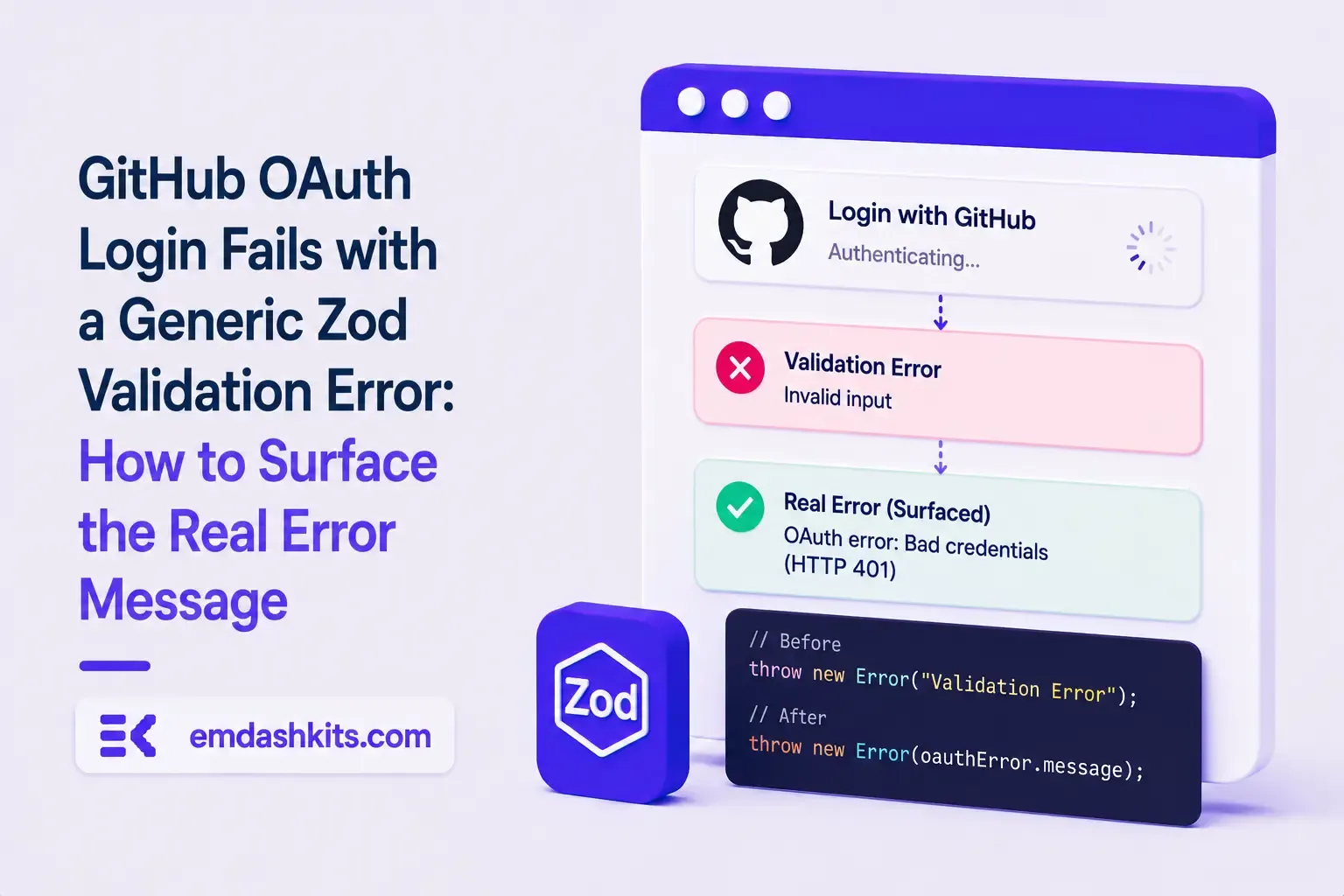 GitHub OAuth Login Fails with a Generic Zod Validation Error: How to Surface the Real Error Message GitHub OAuth Login Fails with a Generic Zod Validation Error: How to Surface the Real Error Message